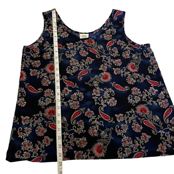 ELITE Paisley Navy Blue Tank Top Made in Canada, Women's Large - Picture 7 of 8